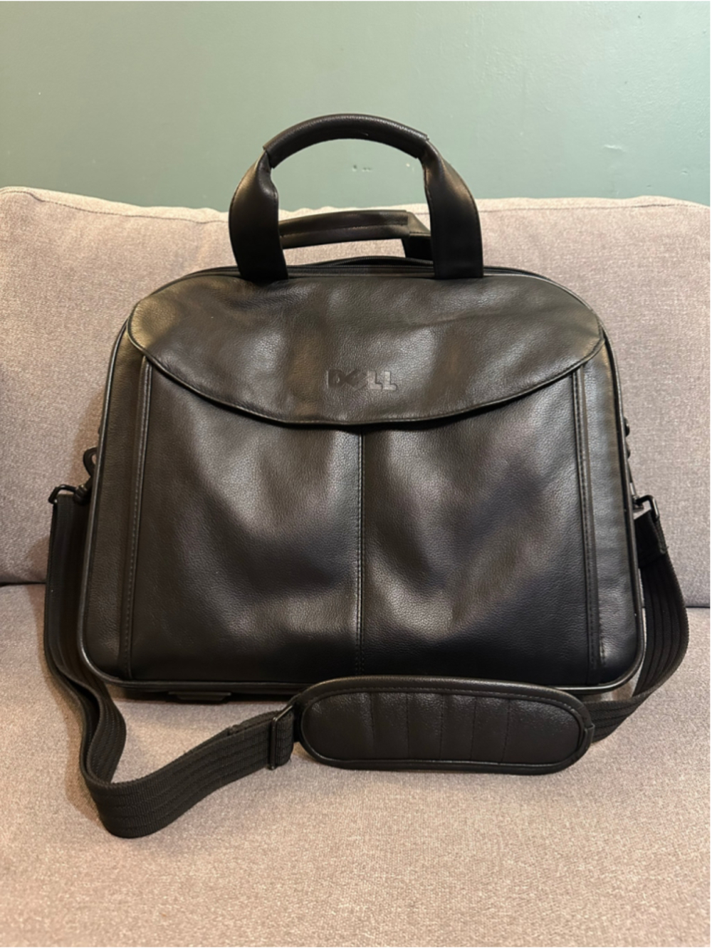 Dell Laptop Bag, Leather Briefcase, Removable Shoulder Strap, Tote, Business